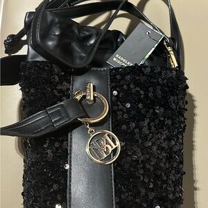 Badgley Mischka Black Sequin Shoulder Bag